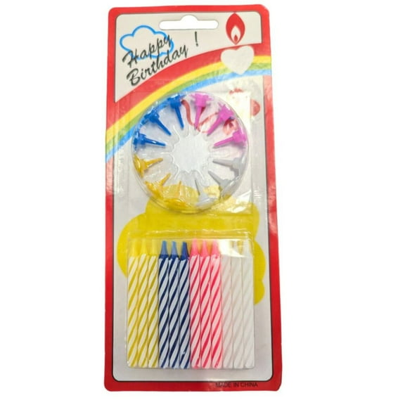 Birthday Candles with Decorative Holders Set:24CT