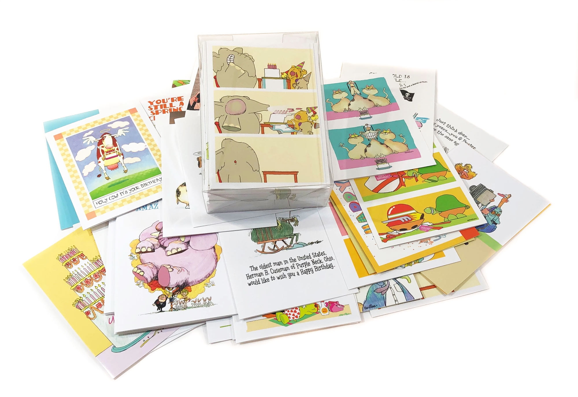 Birthday Card Box Set of 48 Card & Envelopes - 48 Different Funny Birthday Cards