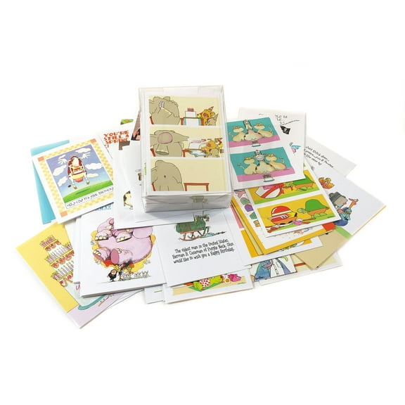 Birthday Card Box Set of 48 Card & Envelopes - 48 Different Funny Birthday Cards