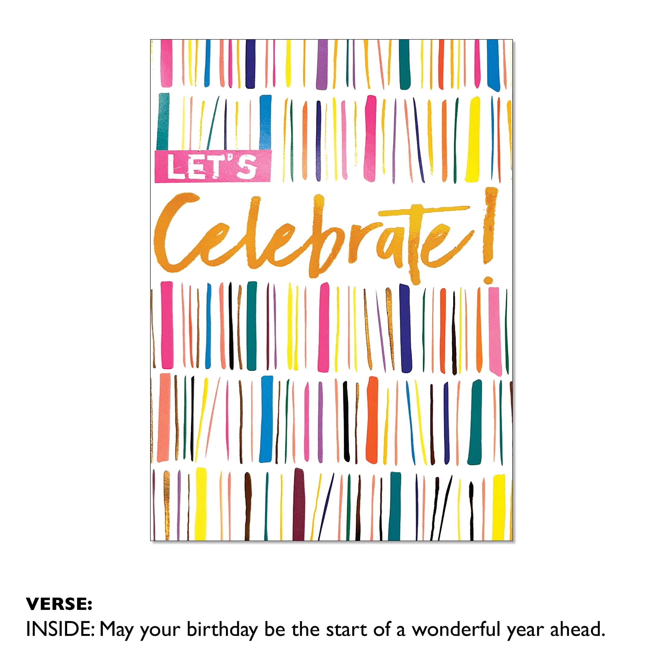 Viabella Birthday Card Colorful Lines Paper 6-Count 7 x 5 in