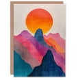 thumbnail image 1 of Birthday Card Colourful Abstract Boho Alps Mountain Range Sunset Blank Arty Art All Occasion Greeting Card, 1 of 3