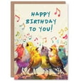 thumbnail image 1 of Birthday Card Colourful Birds Singing Happy Birthday Illustration For Son Daughter Girl Boy Kids Happy Card, 1 of 3