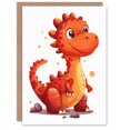 thumbnail image 1 of Birthday Card Cute Red Baby Dinosaur Cartoon For Son Daughter Girl Boy Kids Happy Card, 1 of 3