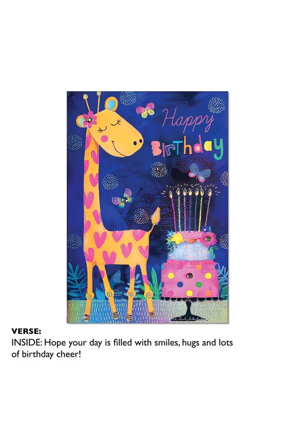 Birthday Card - Giraffe and Cake