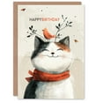 thumbnail image 1 of Birthday Card Happy Cat Pet Bird Friend on Head For Son Daughter Girl Boy Kids Happy Card, 1 of 3