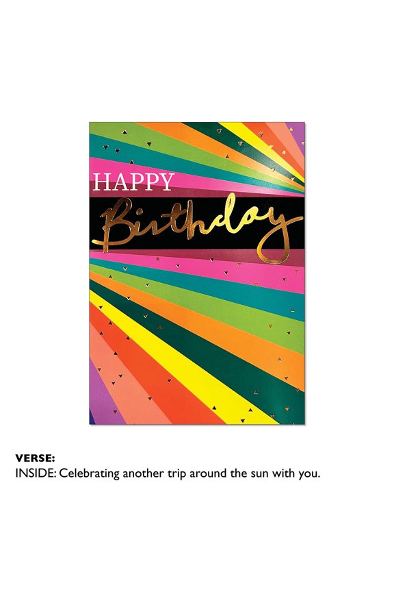 Birthday Card Rainbow Stripes Paper 6-Count 7 x 5 in