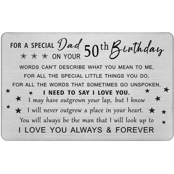 Birthday Card for Dad - Happy Birthday Dad - Dad Birthday Decorations for Men, Personalized Engraved Wallet Card