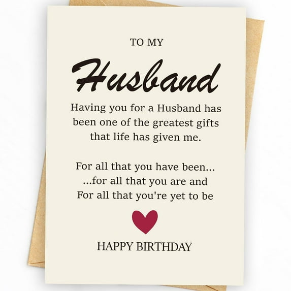 Birthday Card for Husband – Heartfelt Message – Envelope Included, Blank Inside – Ideal Gift for Husband on His Special Day