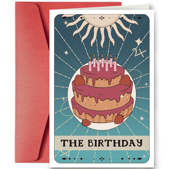 Birthday Card with Layered Cake Design – Perfect for Celebrating Birthdays, Includes Envelope, Blank Inside for Personal Messages