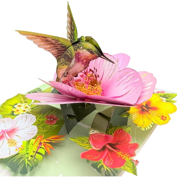 Birthday Cards for Women Pop Up, 3D Greeting Card Hummingbirds Flower Mom Wife Daughter Sister Aunt Grandmother Friend in law, With Envelope&Message