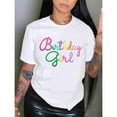thumbnail image 1 of Birthday Celebration Graphic Tee Top Colorful Print Breathable Crew Neck Short Sleeve White S-5XL, 1 of 1