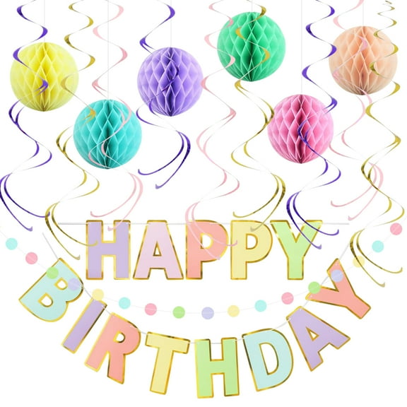 Kabuer Birthday Celebration Kit with Happy Birthday Banner for Women, Teens, and Adults,17 Pcs