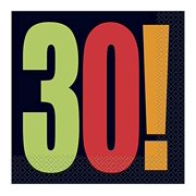 Birthday Cheer 30th Birthday Party Lunch Napkins, 16ct