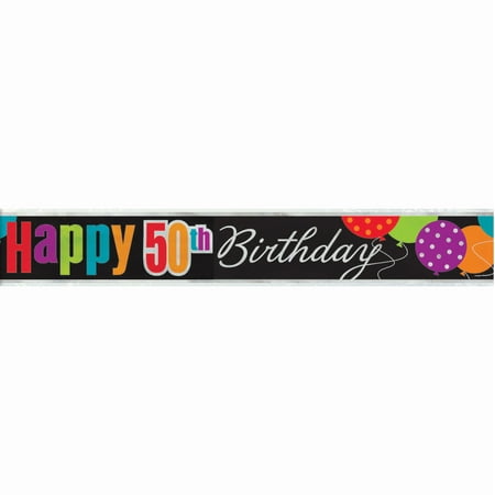 Birthday Cheer 50th Birthday Foil Banner, 12'
