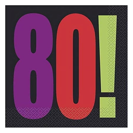 Birthday Cheer 80th Birthday Party Lunch Napkins, 16ct