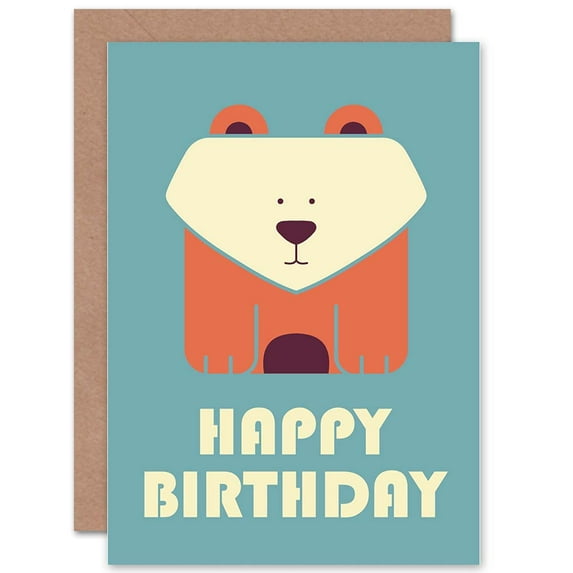 Birthday Child Kids Boys Bear Dark Greetings Card Plus Envelope Blank inside