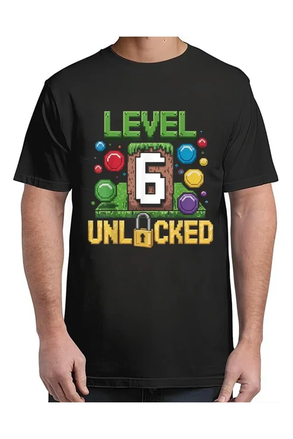 Birthday Children's Shirt Level 6 Unlocked 6 T-Shirt Hot Unisex S-4XL