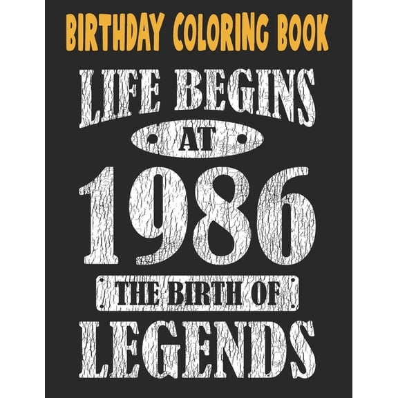Birthday Coloring Book Life Begins At 1986 The Birth Of Legends: Easy, Relaxing, Stress Relieving Beautiful Abstract Art Coloring Book For Adults Color Mimouni Relax, 35 Year Old Birthday Large Print