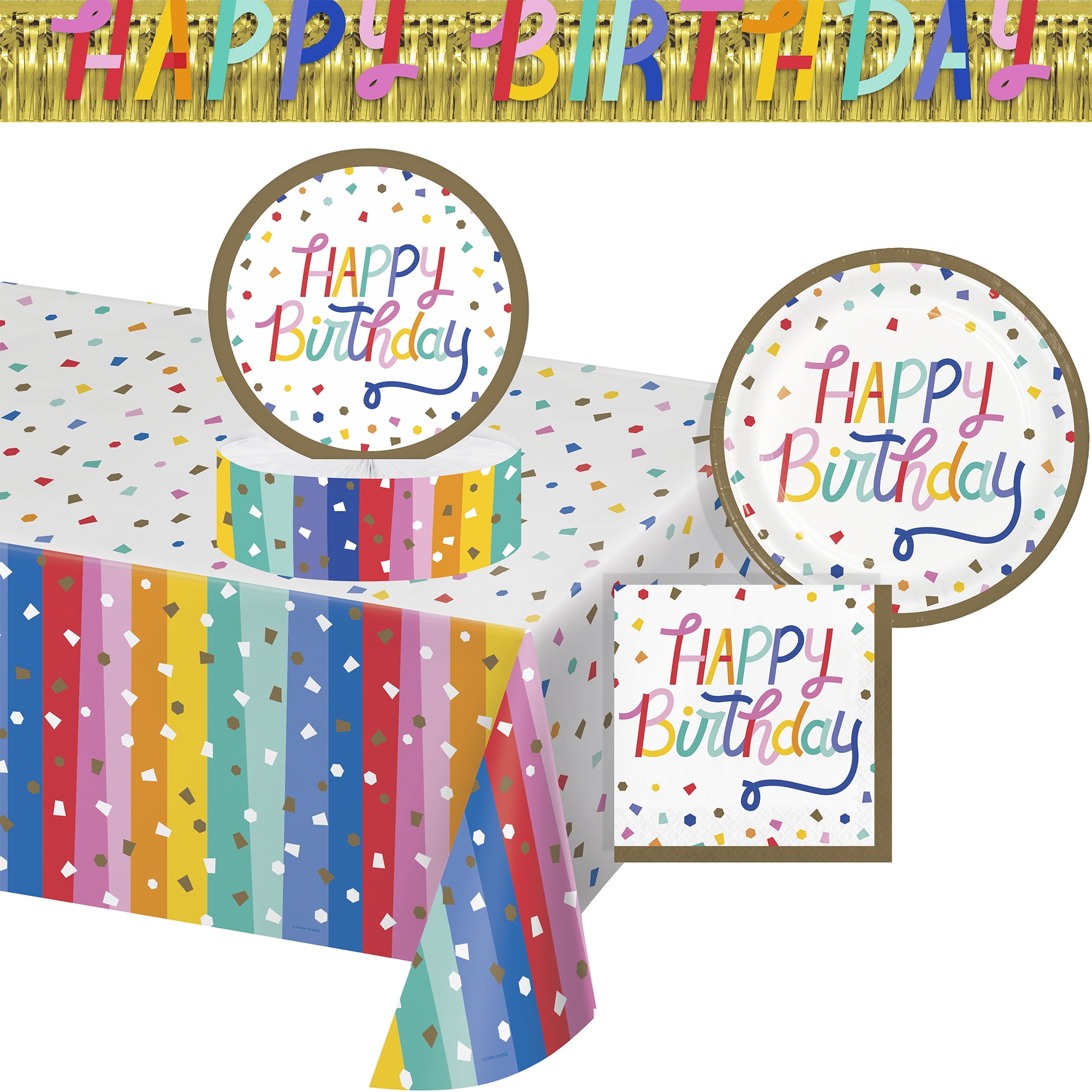 Birthday Confetti Deluxe Tableware and Decorations Kit, Serves 8