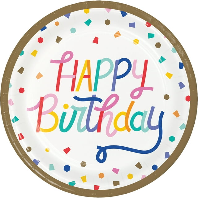 Birthday Confetti Happy Birthday Paper Plates, 24 ct - Walmart.com