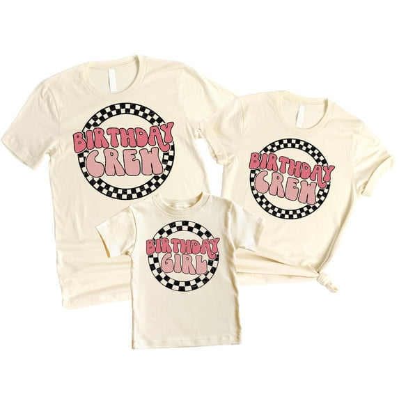 Birthday Crew Girl Matching Family Outfits for Mom Dad Siblings Grandma Aunt Cousins Natural Shirt Adult Large