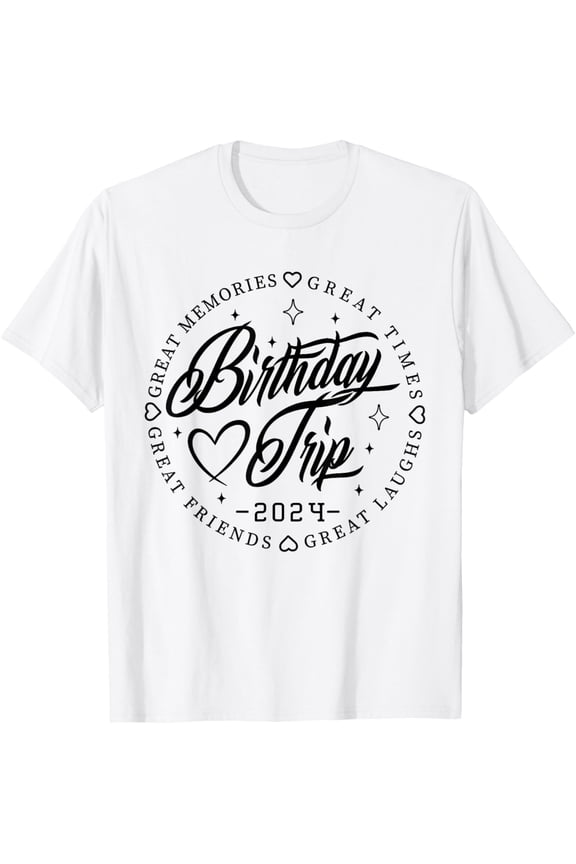 Birthday Crew Squad 2024 Shirt Family Friends Trip Vacation T-ShirtMen and women, White T-shirt, size: Extra large