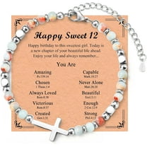 Birthday Cross Bracelet Gift for 12, 13, 14, 15, 16, 17, 18-Year-Old Women, Includes Birthday Card, Perfect for Daughters, Granddaughters, Sisters, Nieces, or Best Friends
