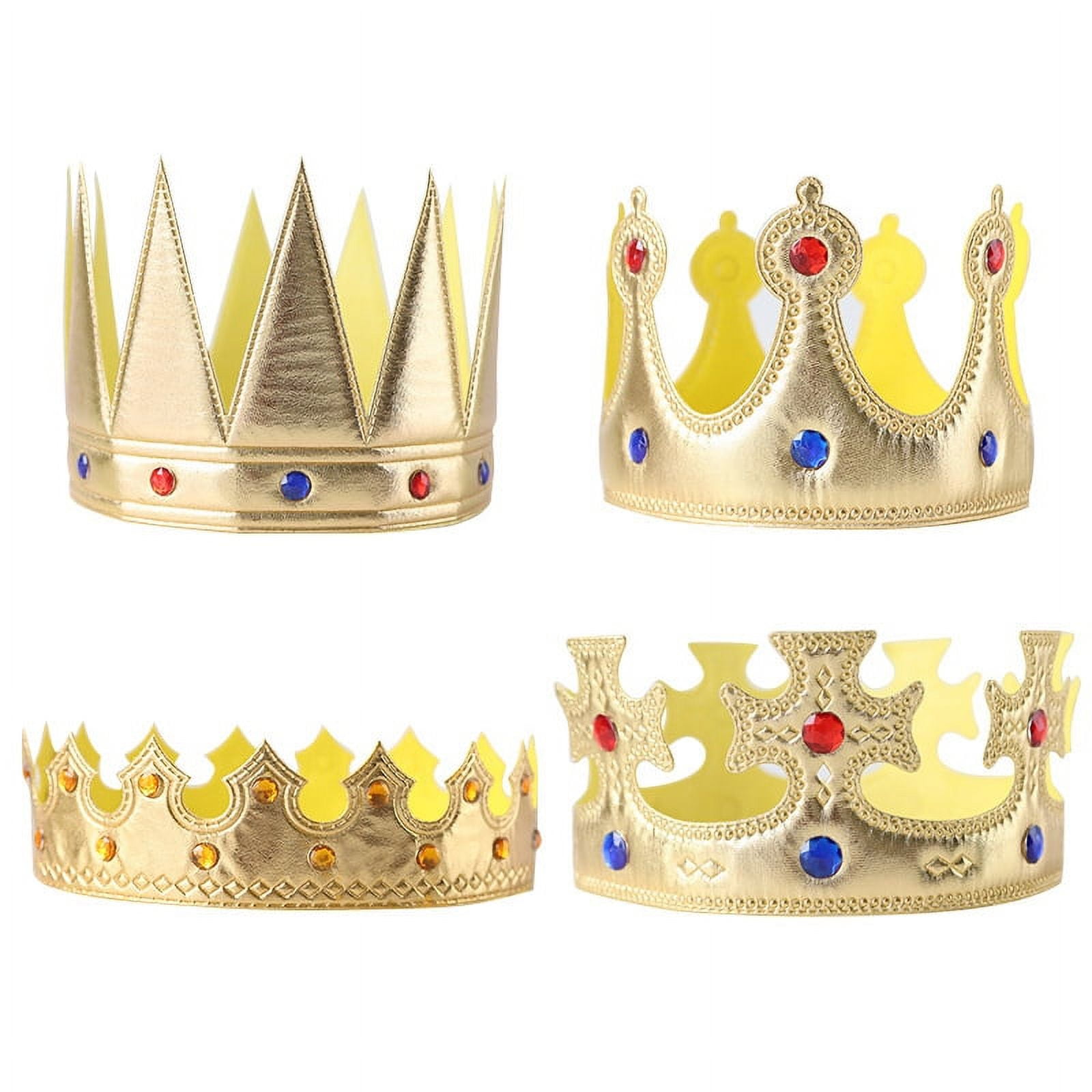 LUOZZY 6-Pack Birthday Crowns For Kids - Gold & Silver King/Queen Hats For Party