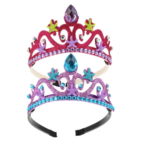 Birthday Crown Headband Ocean Style Non-woven Fabric Baby Girl Gifts Themed Headdress Child Flower 2 Pcs