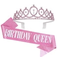 thumbnail image 1 of Birthday Crown and Sash for Women - Rose Gold Rhinestone Tiara Set and Sash for Decorations, 1 of 7
