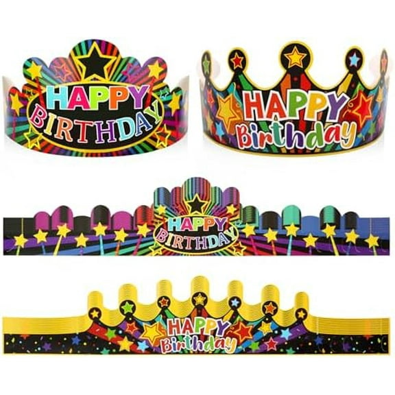 Birthday Crowns 30 Pack Party Hats Paper Hats Happy Birthday Crowns for Birthday Gifts Decor