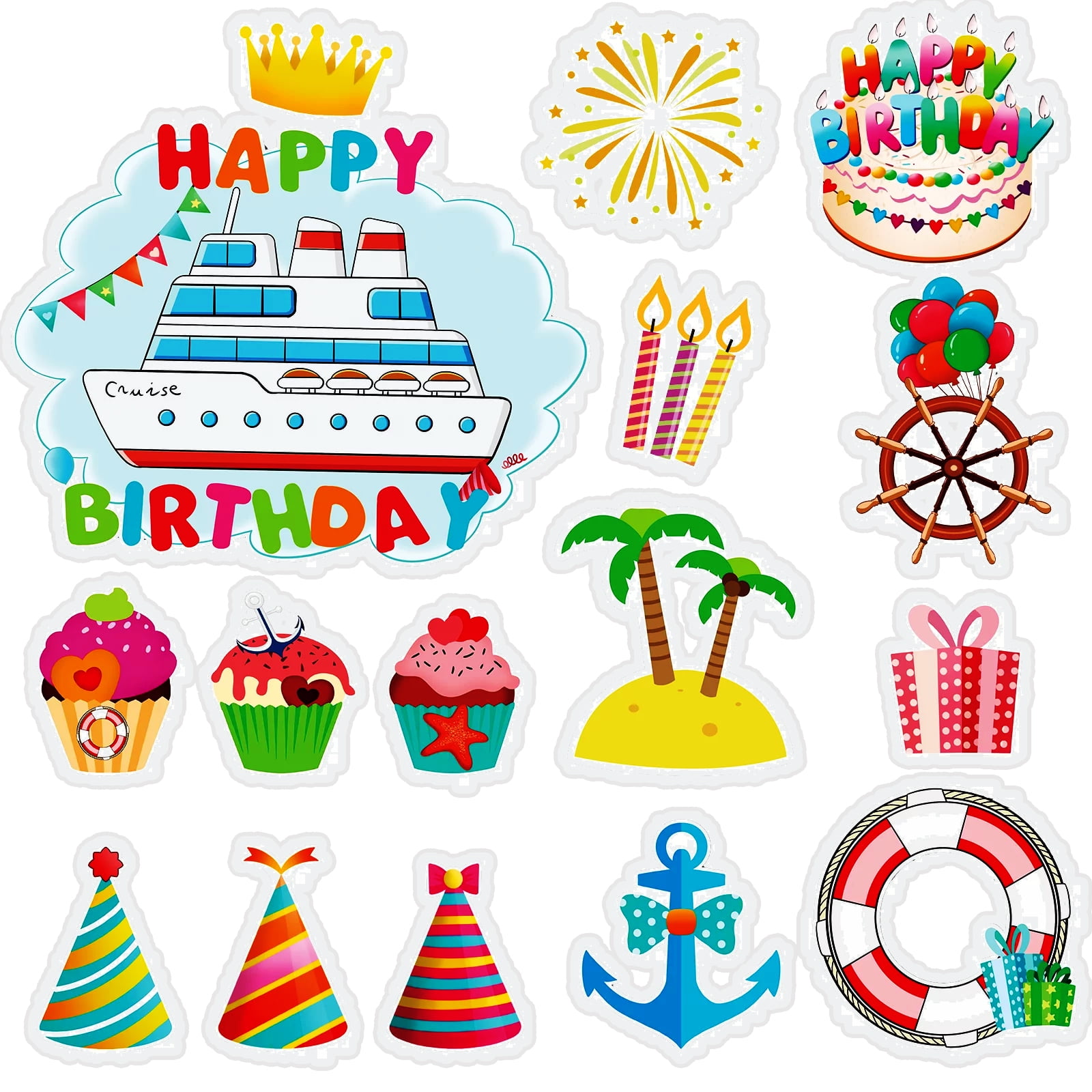 Ricihene 16Pcs Birthday Cruise Door Decorations, Reusable Sign