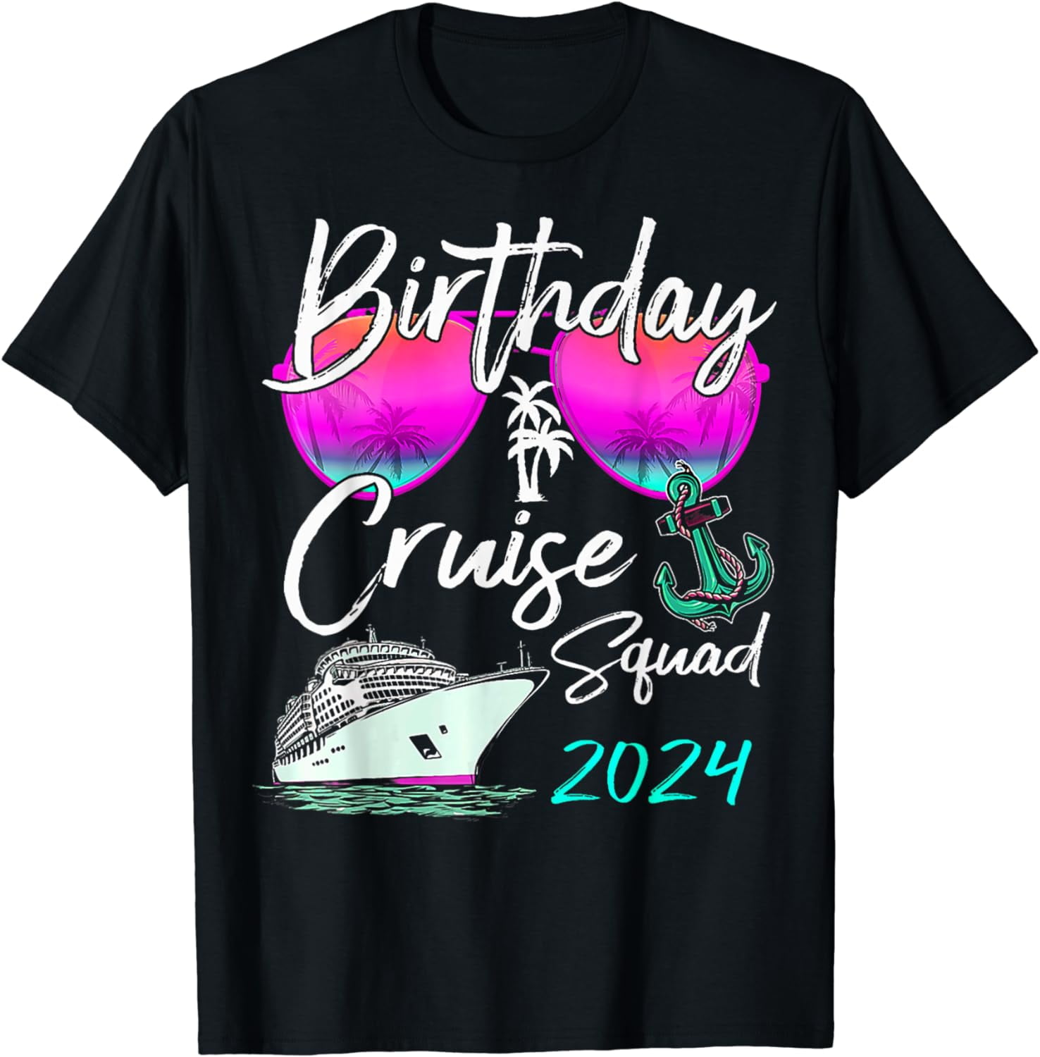 Birthday Cruise Squad 2024 Family Group Summer Vacation Cotton TShirt