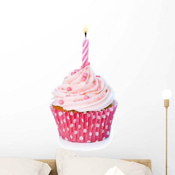 Birthday Cupcake Wall Decal by Wallmonkeys Peel and Stick Graphic (24 in H x 16 in W) WM87784