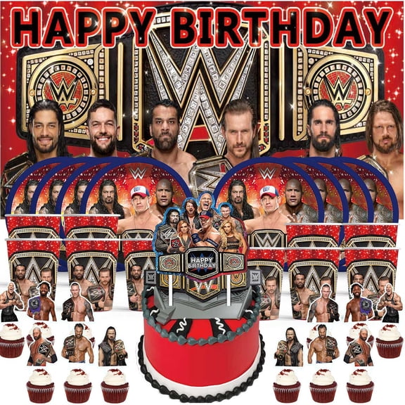 Wrestling Birthday Cups Party Supplies Decor Backdrop Plates Fans Decorations Banner