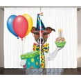 thumbnail image 1 of Birthday Curtains 2 Panels Set, Happy Party Dog Wearing Colorful Spotted Bowtie and Eyeglasses Holding Balloons, Window Drapes for Living Room Bedroom, 108W X 84L Inches, Multicolor, by Ambesonne, 1 of 3