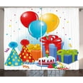thumbnail image 1 of Ambesonne Party Curtains 2 Panel Set, Pie Hats Presents Ballons, 108" x 63", Multicolor, 1 of 3