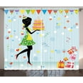 thumbnail image 1 of Ambesonne Fun Curtains 2 Panel Set, Mother with Cake Cartoon, 108" x 63", Multicolor, 1 of 3