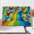 thumbnail image 1 of Birthday Cutting Board, Many Vibrant Balloons Wavy Rainbow Ribbons Celebration Mood Special Event, Decorative Tempered Glass Cutting and Serving Board, Large Size, Multicolor, by Ambesonne, 1 of 3