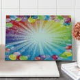 thumbnail image 1 of Birthday Cutting Board, Pattern of Striped Backdrop with Balloons Dots Celebration Birthday, Decorative Tempered Glass Cutting and Serving Board, Large Size, Multicolor, by Ambesonne, 1 of 1