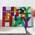 thumbnail image 1 of Birthday Cutting Board, Vibrant Colorful Letters Scattered Broken Text Puzzle Like Display Graphic Print, Decorative Tempered Glass Cutting and Serving Board, Large Size, Multicolor, by Ambesonne, 1 of 5