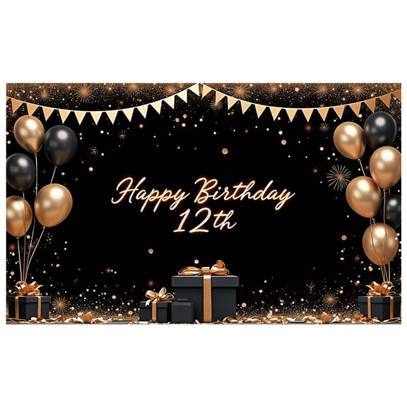 Birthday Decoration Banner Happy Birthday 12th Party Birthday Banner for Celebration Indoor Decoration Kids Event