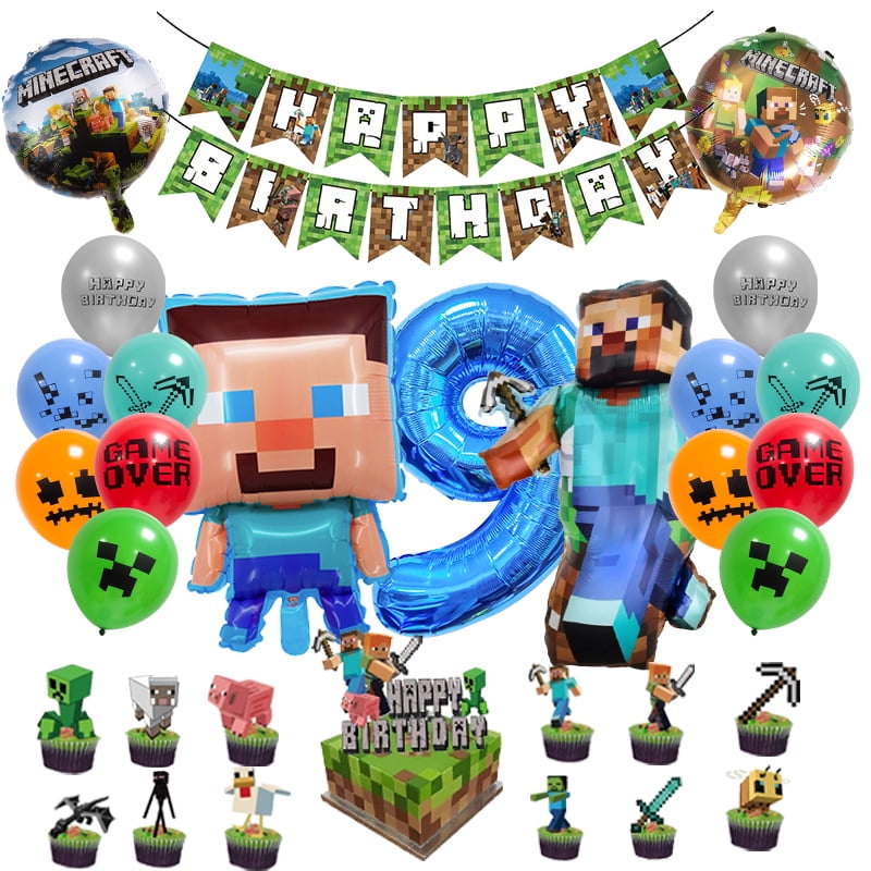 Birthday Decoration Minecraft Balloon 9th Minecraft Birthday Decoration ...