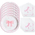 thumbnail image 1 of Birthday Decorations Bow Plates and Napkins,Bexikou 20 Sets Pink Paper Plates and Napkins for Birthday Party Decoration Baby Bridal Shower,Disposable Tableware for Wedding Bachelorette Party, 1 of 5