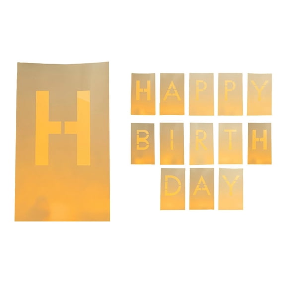 Birthday Decorations Gold Paper Luminary Bag Set 13 Count for Indoor Outdoor Happy Birthday Party Decor