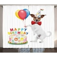 thumbnail image 1 of Ambesonne Birthday Party Curtains 2 Panel Set, Dance Party Dog Cake, 108" x 90", Multicolor, 1 of 3