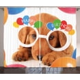 thumbnail image 1 of Ambesonne Birthday Party Curtains 2 Panel Set, Puppy Dog Birthday, 108" x 84", Multicolor, 1 of 3