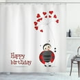 thumbnail image 1 of Ambesonne Birthday Party Shower Curtain, Birthday Ladybug, 69"Wx70"L, White Black and Red, 1 of 3