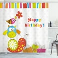 thumbnail image 1 of Ambesonne Birthday Shower Curtain, Birthday Owls Birds, 69"Wx84"L, Multicolor, 1 of 3