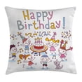 thumbnail image 1 of Birthday Decorations for Kids Throw Pillow Cushion Cover, Kindergarten Children Celebration Festive Cake Candle Print, Decorative Square Accent Pillow Case, 20 X 20 Inches, Multicolor, by Ambesonne, 1 of 2
